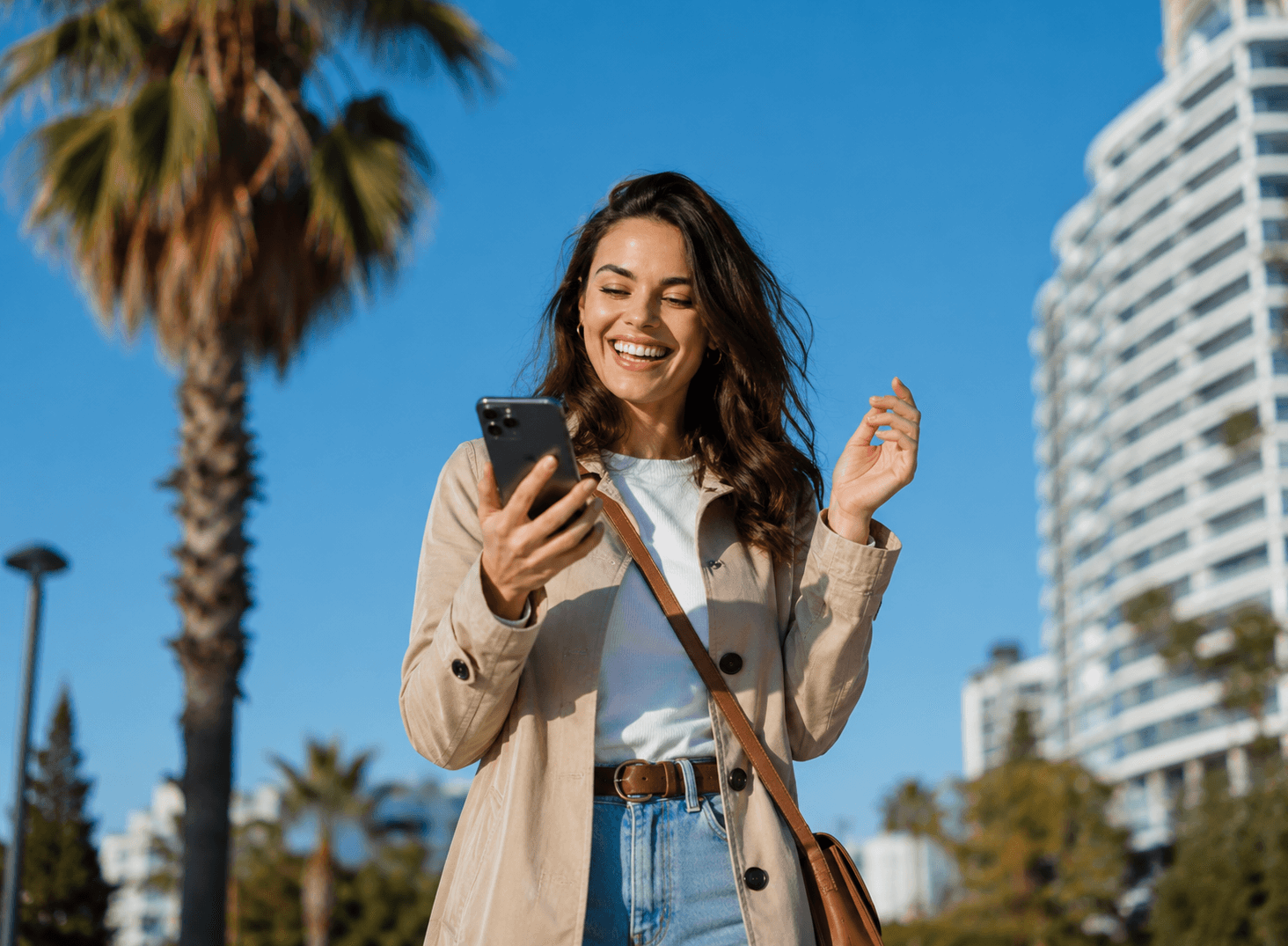 Candidate celebrating getting hired